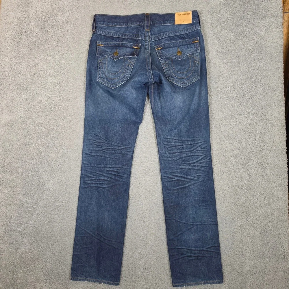 True Religion Geno Relaxed Slim Jeans Mens 32 Blue Excellent Made in USA Denim